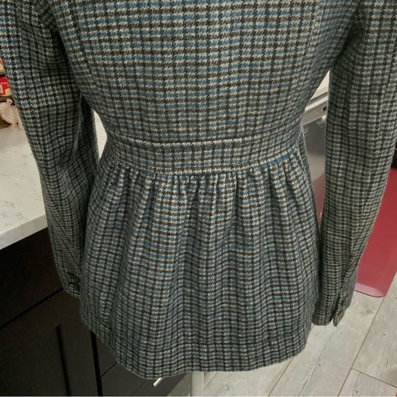 Banana Republic Womens Sz 6 Linen Wool Blend Blazer Houndstooth 
Brown Blue Tan - Picture 6 of 15